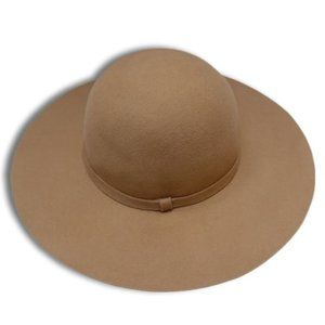 PHASE 3 100% Wool Felt Wide Brim Classic Light Beige Tan Hat Sz OS Flawed